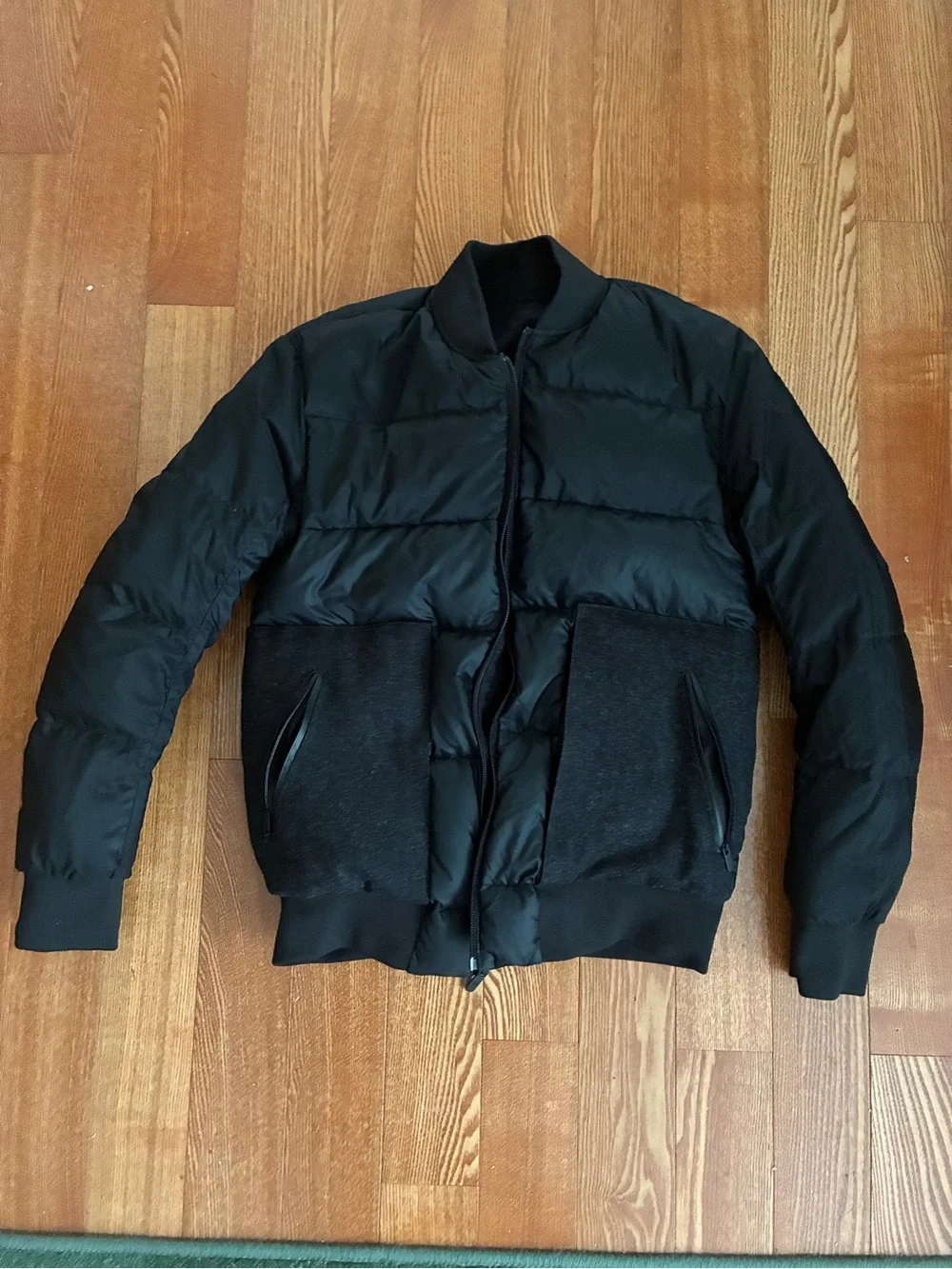 Lululemon Roam Far Wool Bomber Down Coat Black / Heathered Black